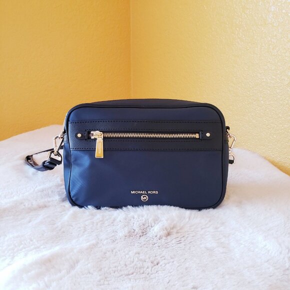 Michael Kors Jet Set Charm Women's Navy Blue Crossbody Bag Nylon Leather Trim - Picture 2 of 16